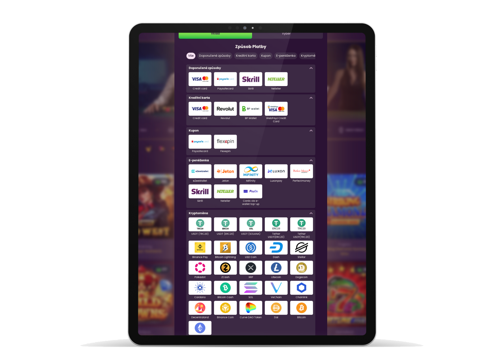 Platební metody v Bizzo Casino