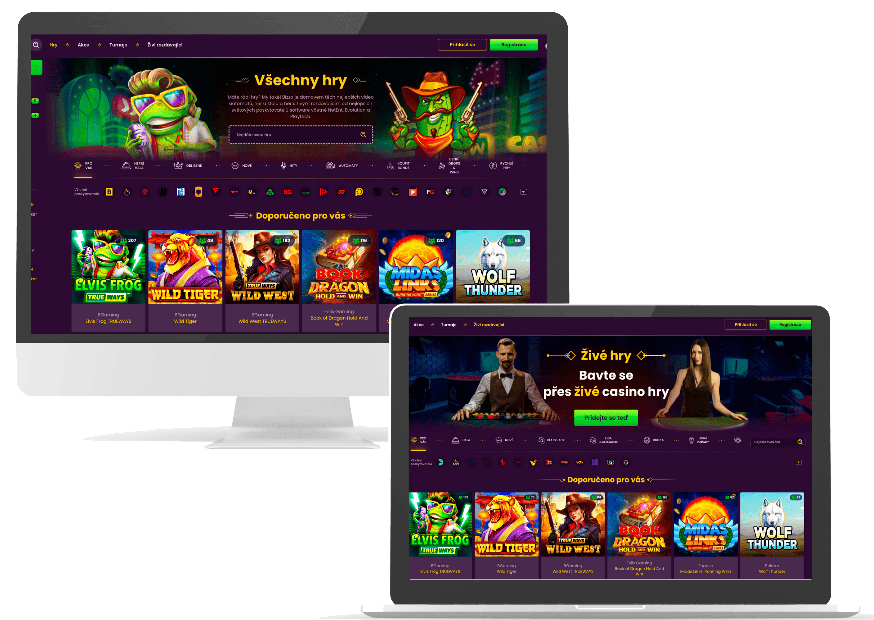 Výběr her a živé kasino v Bizzo Casino